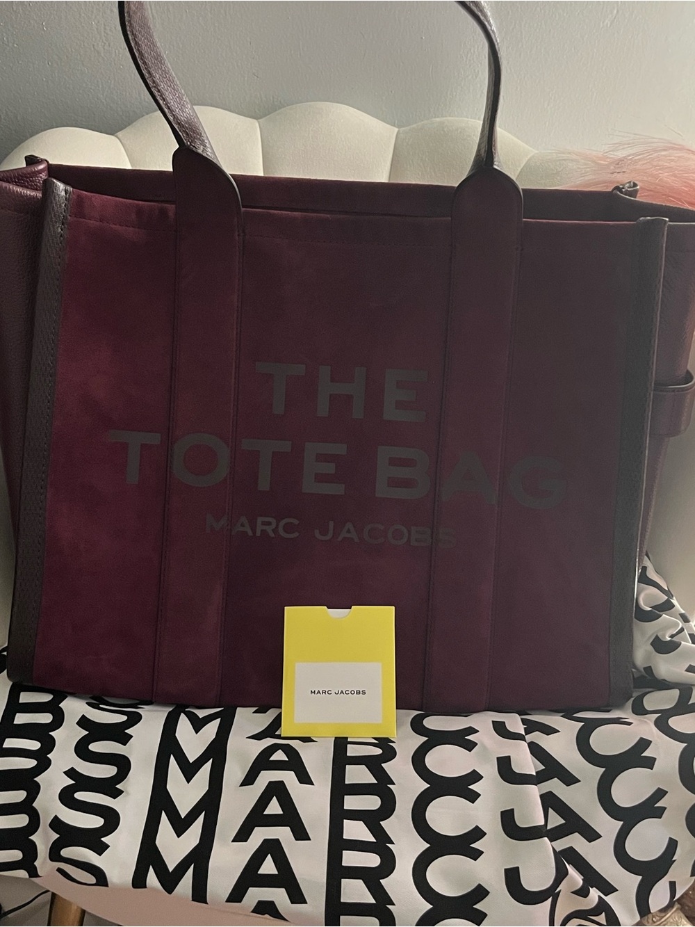 Marc Jacobs The Tote Bag in Burgundy with Dark Brown Trim